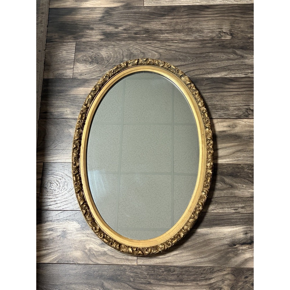 Vintage Gold Color Mirror Vintage Hard Plastic Gold Frame Large Framed Oval